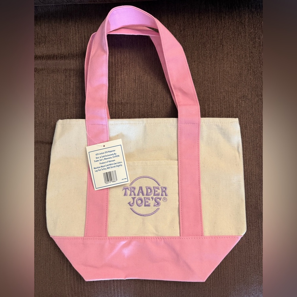 Trader Joe’s Mini Tote Bag - Pink Pastel Canvas - NEW/viral/ hard to find